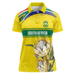 World Cricket Custom South Africa Women Polo Shirt Protea Flower Come On Proteas!
