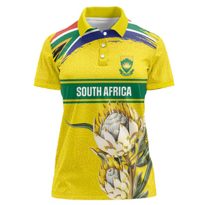 World Cricket Custom South Africa Women Polo Shirt Protea Flower Come On Proteas!