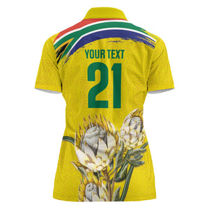 World Cricket Custom South Africa Women Polo Shirt Protea Flower Come On Proteas!