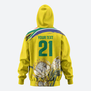 World Cricket Custom South Africa Zip Hoodie Protea Flower Come On Proteas!