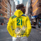 World Cricket Custom South Africa Zip Hoodie Protea Flower Come On Proteas!