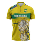World Cricket Custom South Africa Zipper Polo Shirt Protea Flower Come On Proteas!