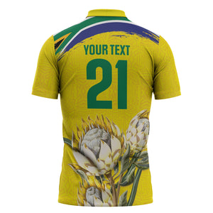 World Cricket Custom South Africa Zipper Polo Shirt Protea Flower Come On Proteas!
