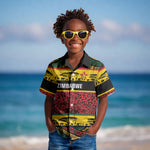 World Cricket Custom Zimbabwe Kid Hawaiian Shirt Zimbabwe Bird Go Chevrons!