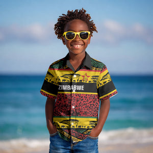 World Cricket Custom Zimbabwe Kid Hawaiian Shirt Zimbabwe Bird Go Chevrons!