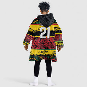 World Cricket Custom Zimbabwe Kid Wearable Blanket Hoodie Zimbabwe Bird Go Chevrons!