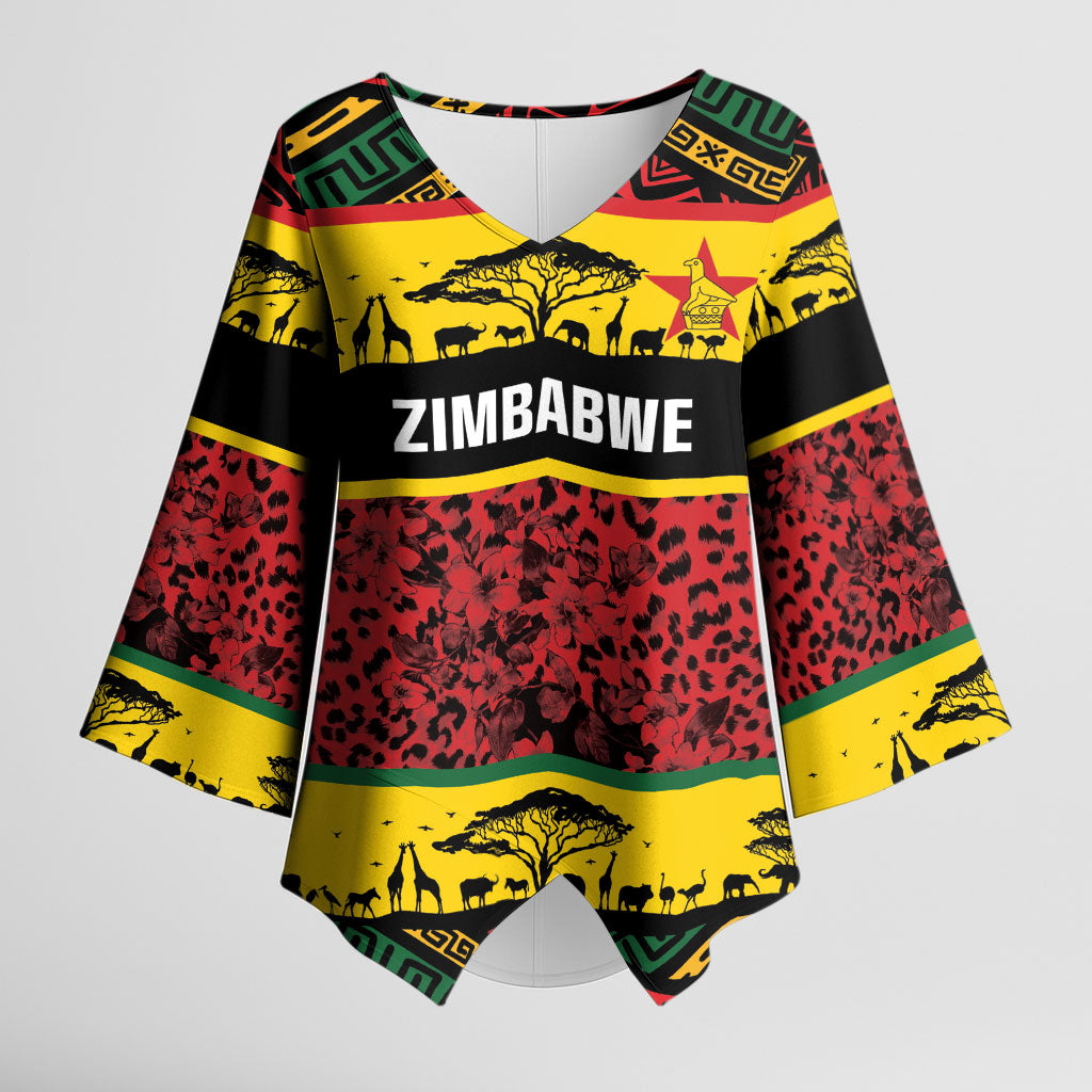 World Cricket Custom Zimbabwe Kimono Sleeve Blouse Zimbabwe Bird Go Chevrons!