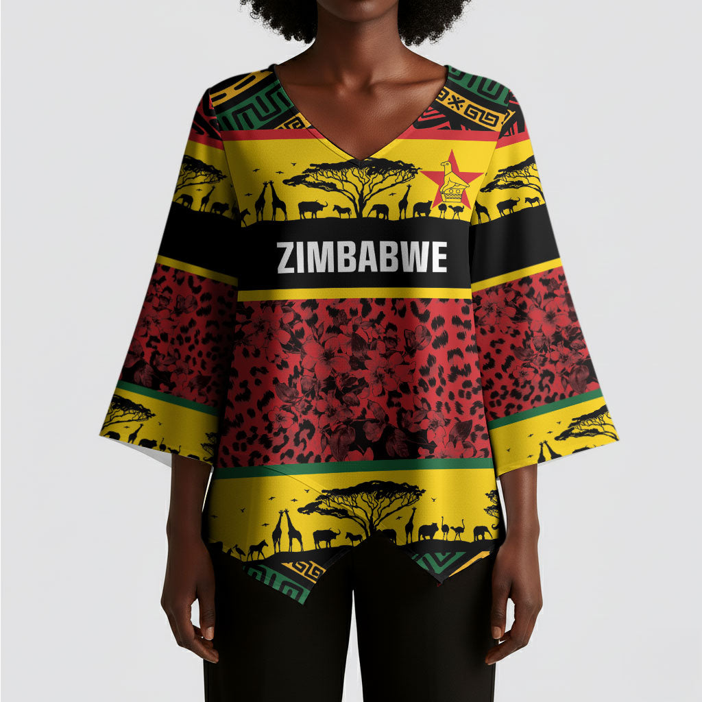 World Cricket Custom Zimbabwe Kimono Sleeve Blouse Zimbabwe Bird Go Chevrons!