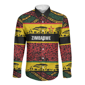 World Cricket Custom Zimbabwe Long Sleeve Button Shirt Zimbabwe Bird Go Chevrons!