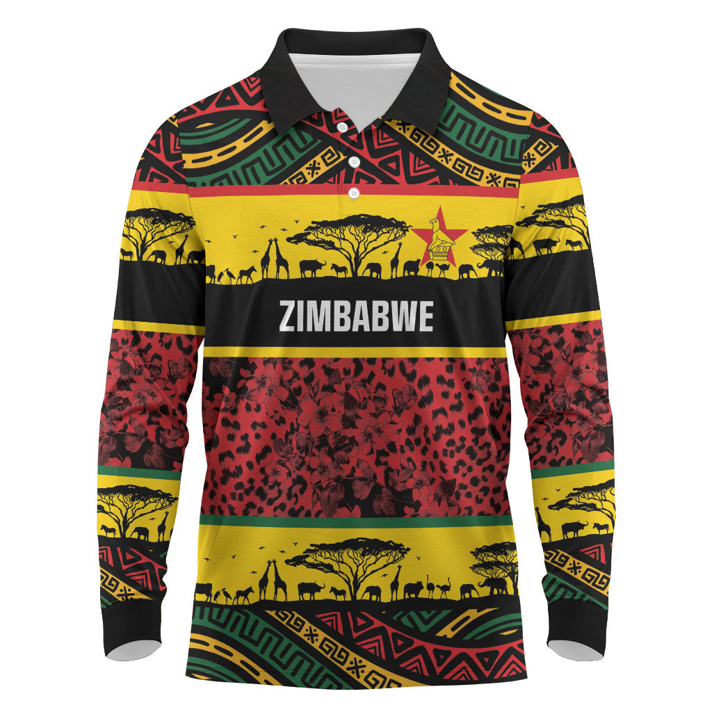 World Cricket Custom Zimbabwe Long Sleeve Polo Shirt Zimbabwe Bird Go Chevrons!
