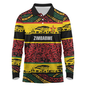 World Cricket Custom Zimbabwe Long Sleeve Polo Shirt Zimbabwe Bird Go Chevrons!