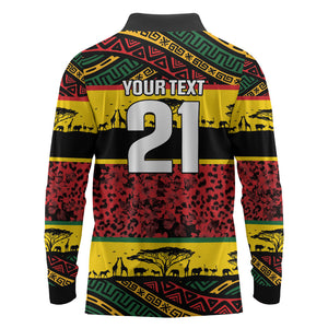 World Cricket Custom Zimbabwe Long Sleeve Polo Shirt Zimbabwe Bird Go Chevrons!
