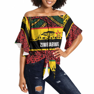 World Cricket Custom Zimbabwe Off Shoulder Wrap Waist Top Zimbabwe Bird Go Chevrons!