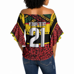 World Cricket Custom Zimbabwe Off Shoulder Wrap Waist Top Zimbabwe Bird Go Chevrons!