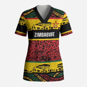 World Cricket Custom Zimbabwe Scrub Top Zimbabwe Bird Go Chevrons!