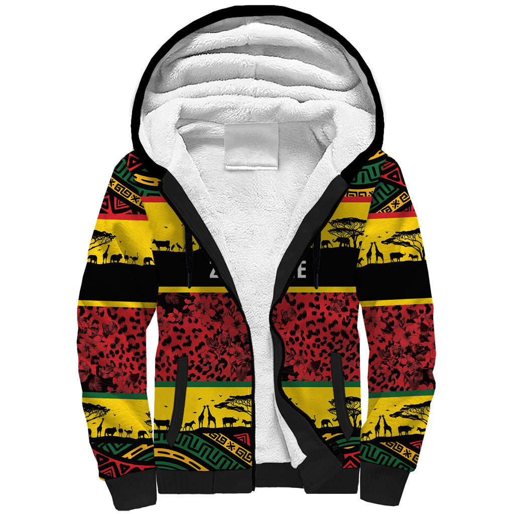 World Cricket Custom Zimbabwe Sherpa Hoodie Zimbabwe Bird Go Chevrons!