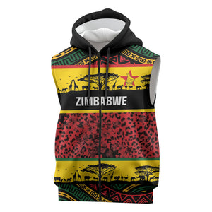 World Cricket Custom Zimbabwe Sleeveless Zip Hoodie Zimbabwe Bird Go Chevrons!