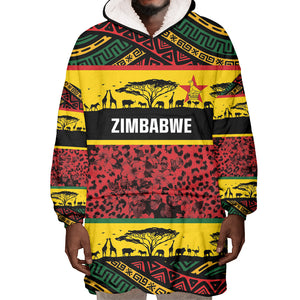 World Cricket Custom Zimbabwe Wearable Blanket Hoodie Zimbabwe Bird Go Chevrons!