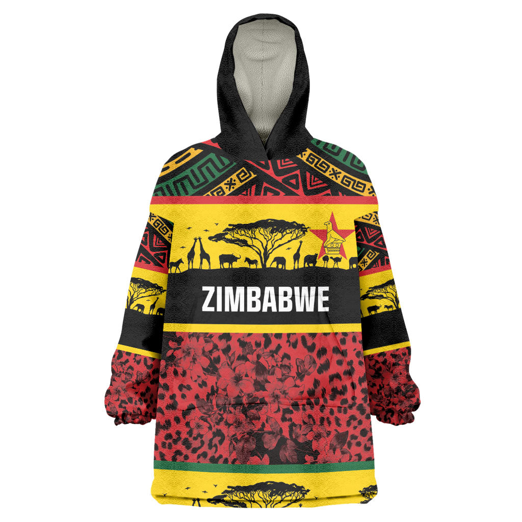 World Cricket Custom Zimbabwe Wearable Blanket Hoodie Zimbabwe Bird Go Chevrons!