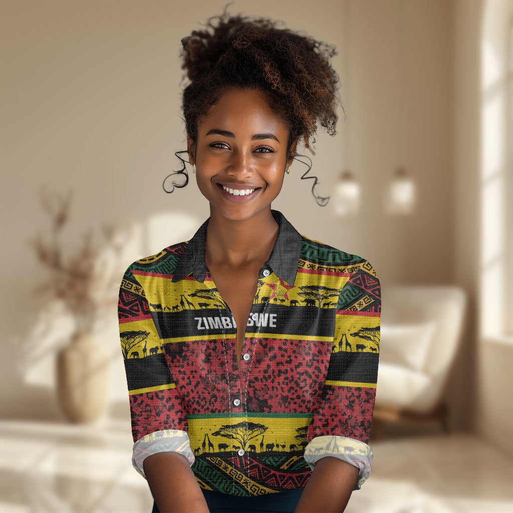 World Cricket Custom Zimbabwe Women Casual Shirt Zimbabwe Bird Go Chevrons!