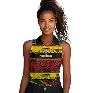 World Cricket Custom Zimbabwe Women Sleeveless Polo Shirt Zimbabwe Bird Go Chevrons!