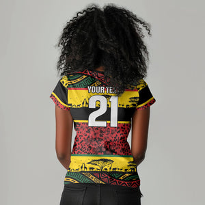 World Cricket Custom Zimbabwe Women V-Neck T-Shirt Zimbabwe Bird Go Chevrons!