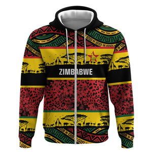 World Cricket Custom Zimbabwe Zip Hoodie Zimbabwe Bird Go Chevrons!