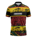 World Cricket Custom Zimbabwe Zipper Polo Shirt Zimbabwe Bird Go Chevrons!