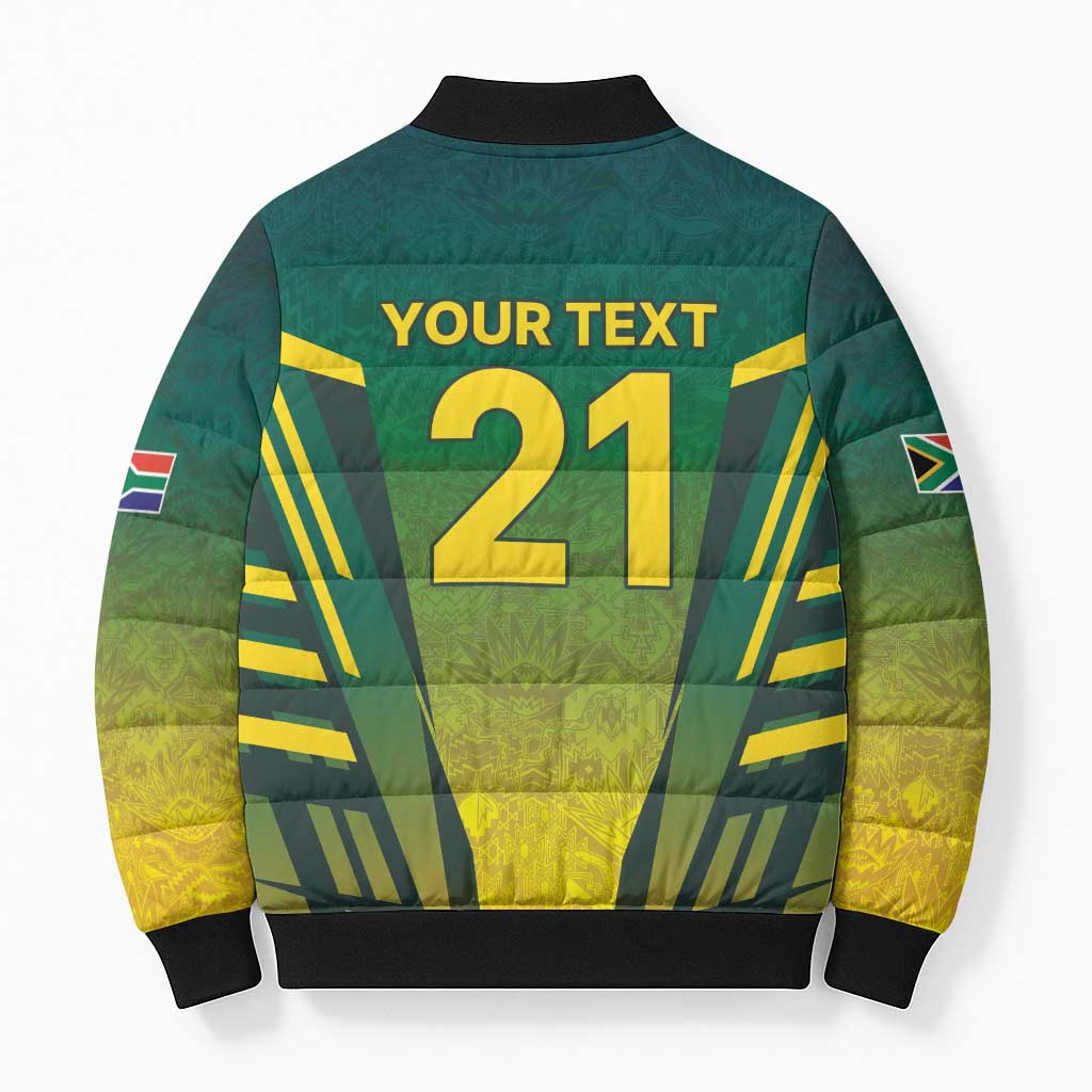 Custom South Africa Cricket Spirit 2026 Bomber Puffer Jacket World T20 Edition