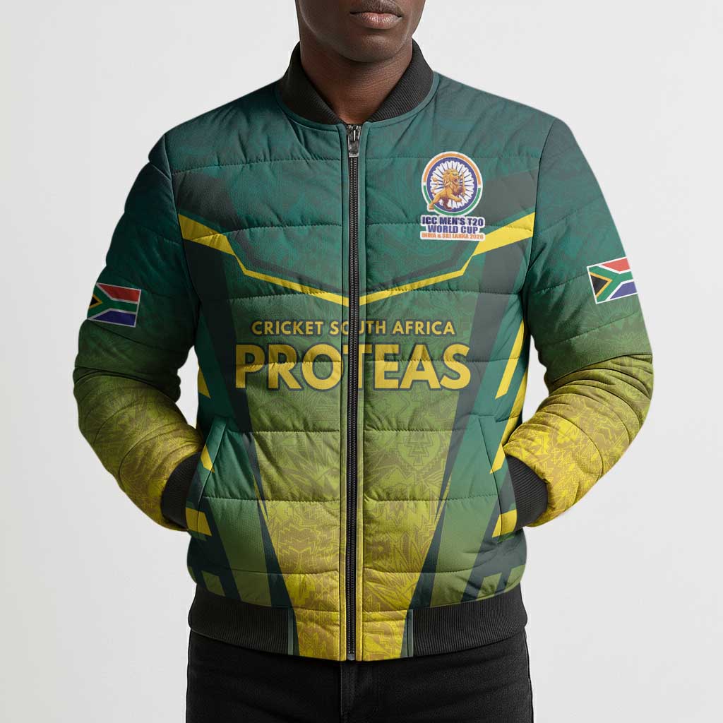 Custom South Africa Cricket Spirit 2026 Bomber Puffer Jacket World T20 Edition
