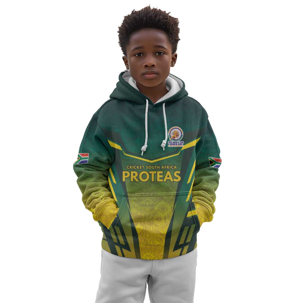 Custom South Africa Cricket Spirit 2026 Kid Hoodie World T20 Edition - African Pride