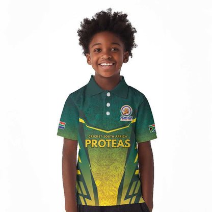 Custom South Africa Cricket Spirit 2026 Kid Polo Shirt World T20 Edition - African Pride