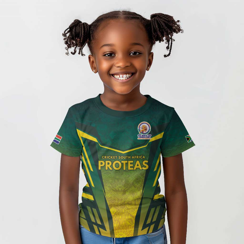 Custom South Africa Cricket Spirit 2026 Kid T shirt World T20 Edition - African Pride