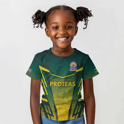 Custom South Africa Cricket Spirit 2026 Kid T shirt World T20 Edition - African Pride