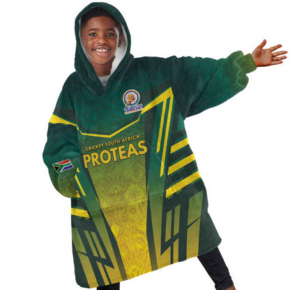 Custom South Africa Cricket Spirit 2026 Kid Wearable Blanket Hoodie World T20 Edition - African Pride