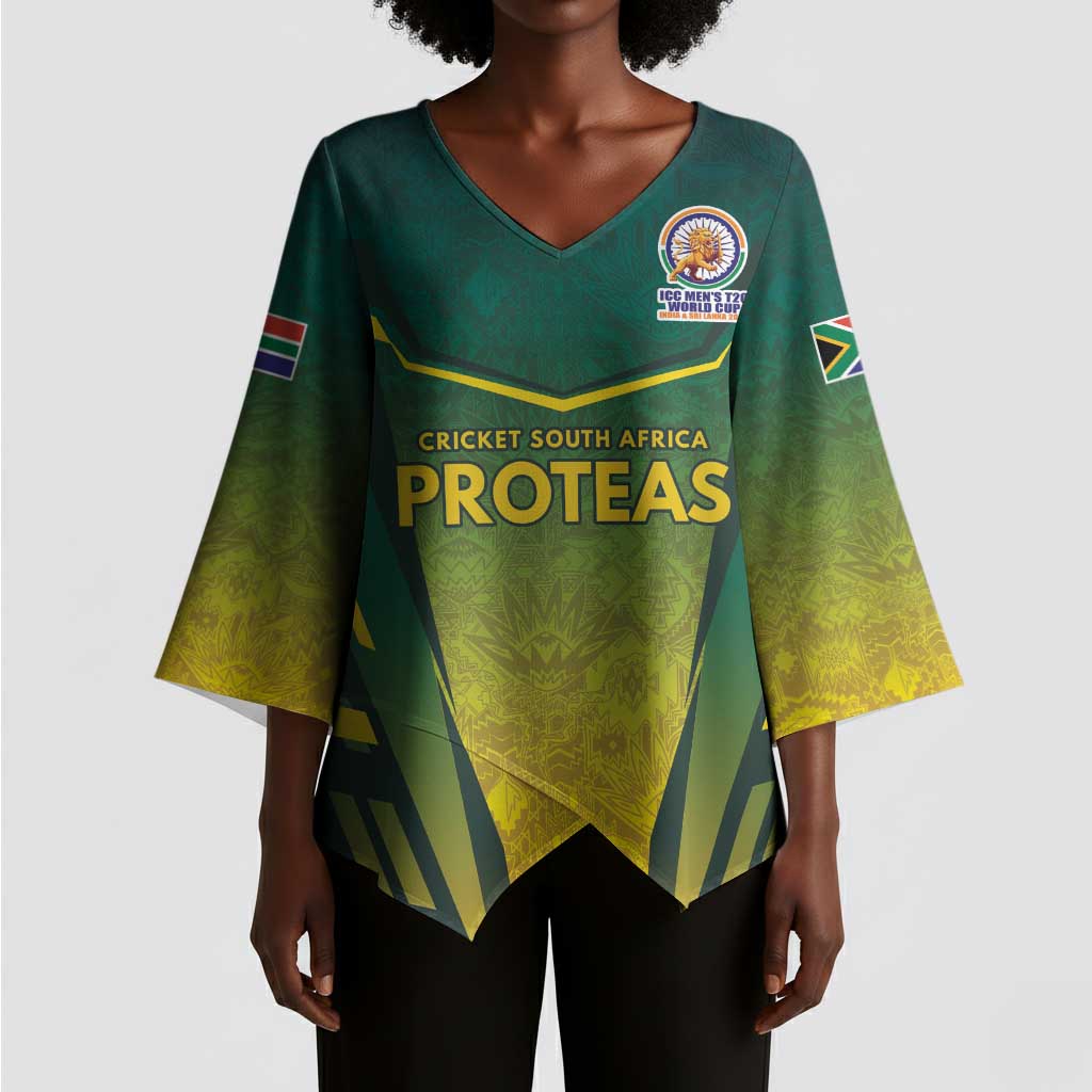 Custom South Africa Cricket Spirit 2026 Kimono Sleeve Blouse World T20 Edition