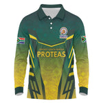 Custom South Africa Cricket Spirit 2026 Long Sleeve Polo Shirt World T20 Edition - African Pride