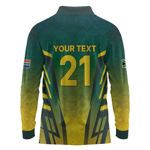 Custom South Africa Cricket Spirit 2026 Long Sleeve Polo Shirt World T20 Edition - African Pride