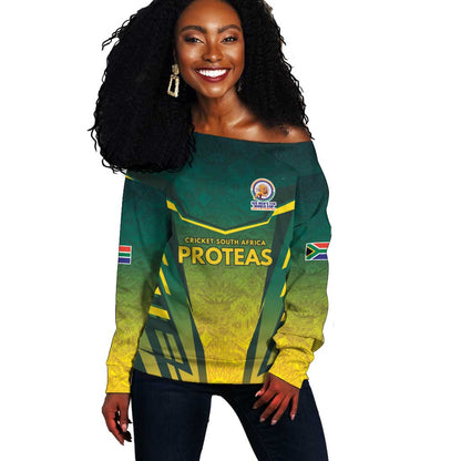 Custom South Africa Cricket Spirit 2026 Off Shoulder Sweater World T20 Edition - African Pride