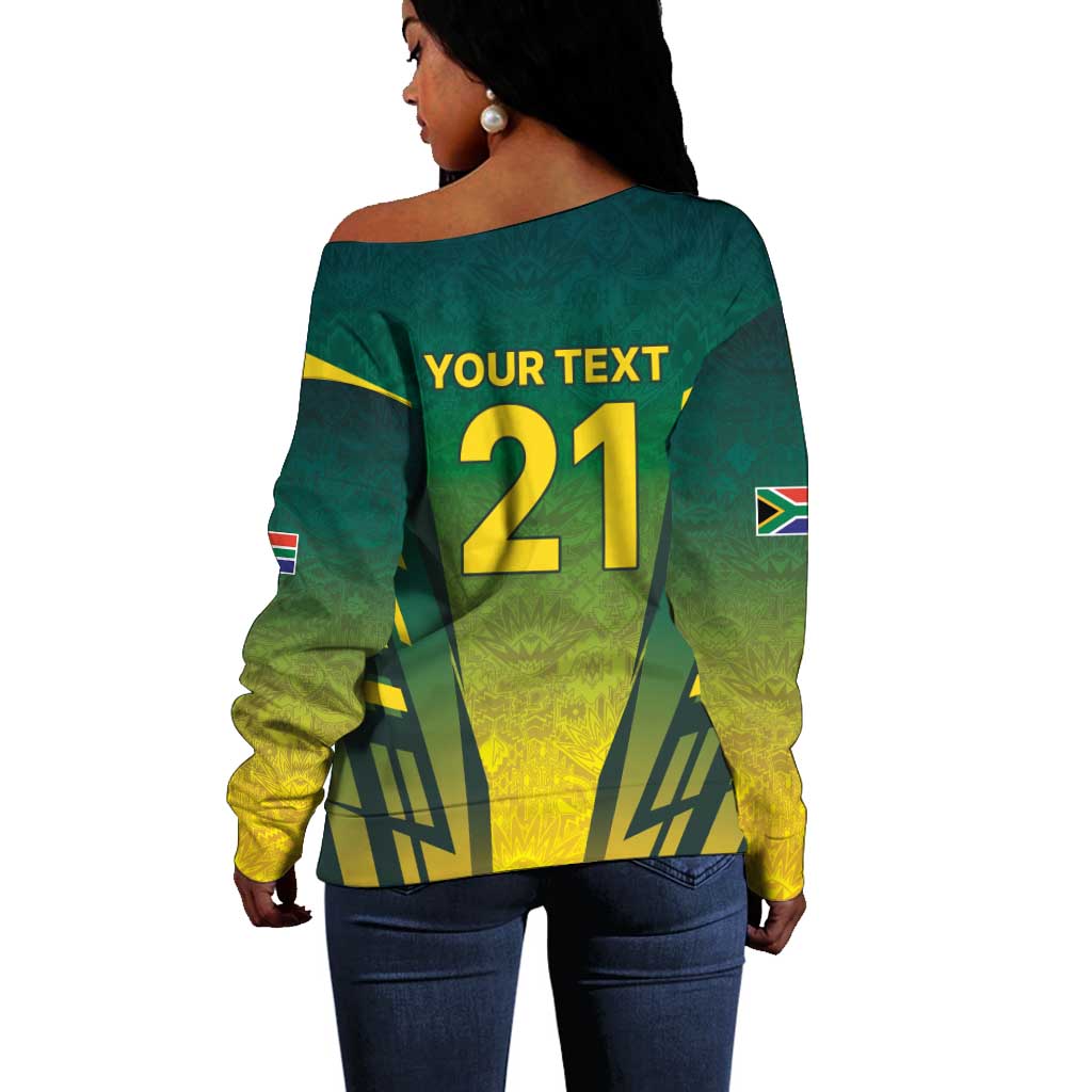 Custom South Africa Cricket Spirit 2026 Off Shoulder Sweater World T20 Edition - African Pride