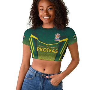Custom South Africa Cricket Spirit 2026 Raglan Cropped T shirt World T20 Edition - African Pride