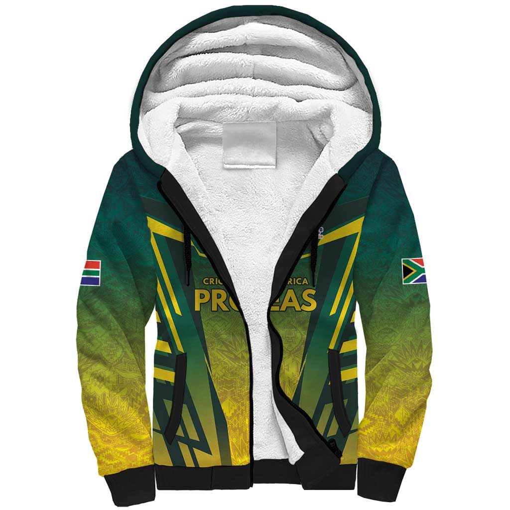 Custom South Africa Cricket Spirit 2026 Sherpa Hoodie World T20 Edition - African Pride