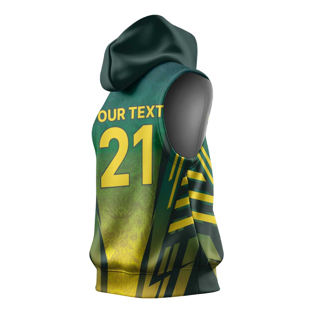 Custom South Africa Cricket Spirit 2026 Sleeveless Hoodie World T20 Edition - African Pride