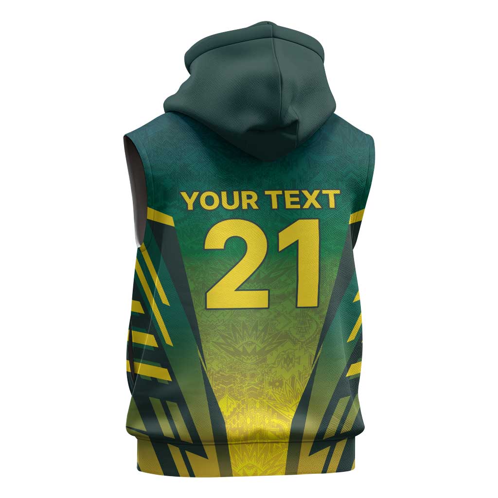 Custom South Africa Cricket Spirit 2026 Sleeveless Zip Hoodie World T20 Edition - African Pride