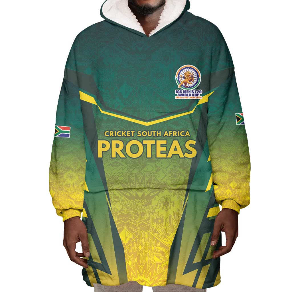 Custom South Africa Cricket Spirit 2026 Wearable Blanket Hoodie World T20 Edition - African Pride