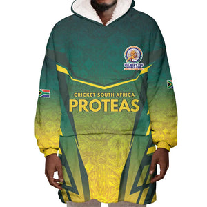 Custom South Africa Cricket Spirit 2026 Wearable Blanket Hoodie World T20 Edition - African Pride