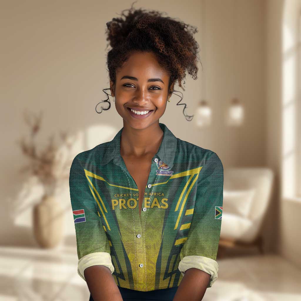 Custom South Africa Cricket Spirit 2026 Women Casual Shirt World T20 Edition - African Pride