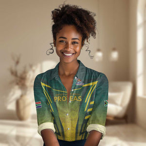 Custom South Africa Cricket Spirit 2026 Women Casual Shirt World T20 Edition - African Pride
