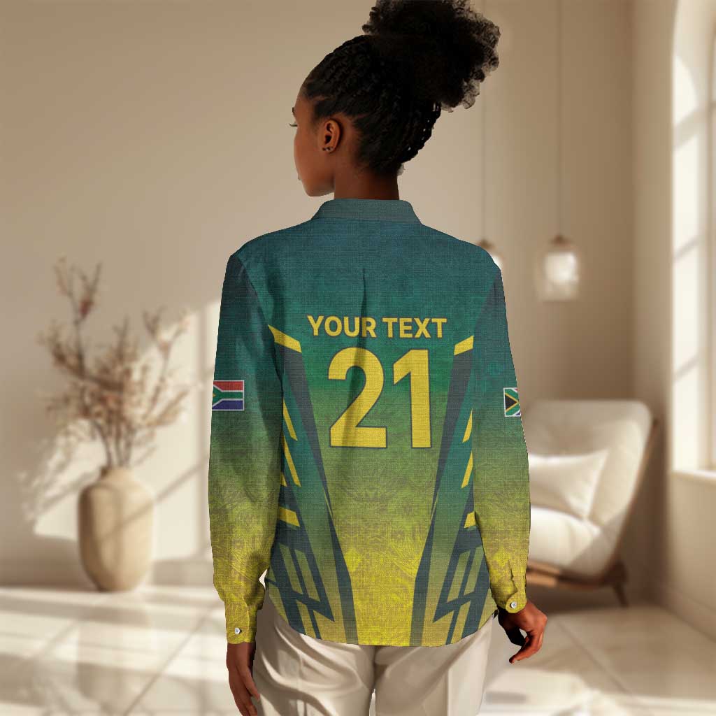 Custom South Africa Cricket Spirit 2026 Women Casual Shirt World T20 Edition - African Pride