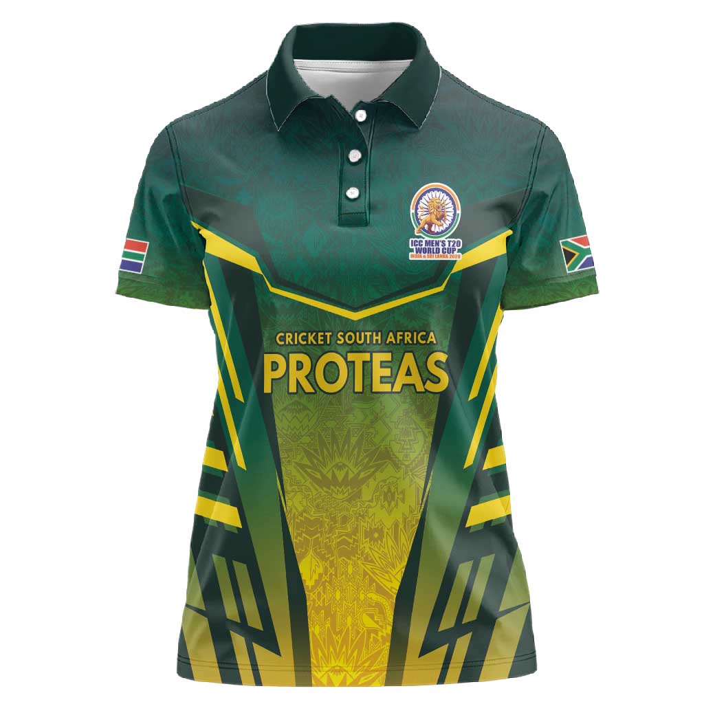 Custom South Africa Cricket Spirit 2026 Women Polo Shirt World T20 Edition - African Pride